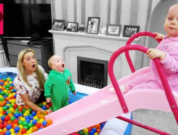 Gaby and Alex Playing with balls and slide. Ball Pit Show