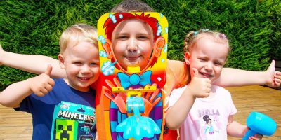 Playing Pie Face Sky High Fun Challenge with Gaby and Alex