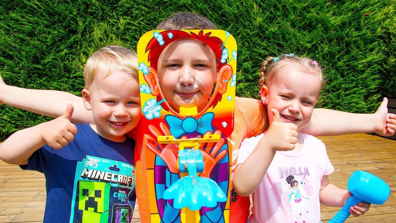 Playing Pie Face Sky High Fun Challenge with Gaby and Alex