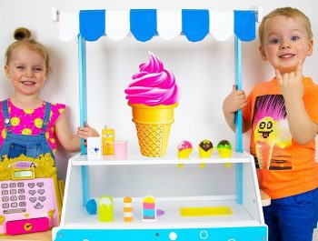 Gaby and Alex pretend play with Ice Cream Cart Toys and Baby doll. Video compilation for children