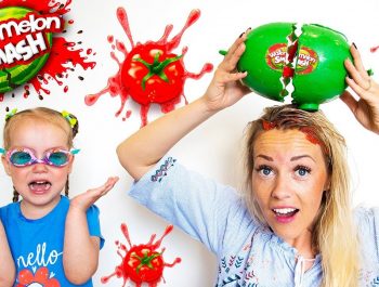 Watermelon Smash Challenge play with Gaby Alex and Mommy