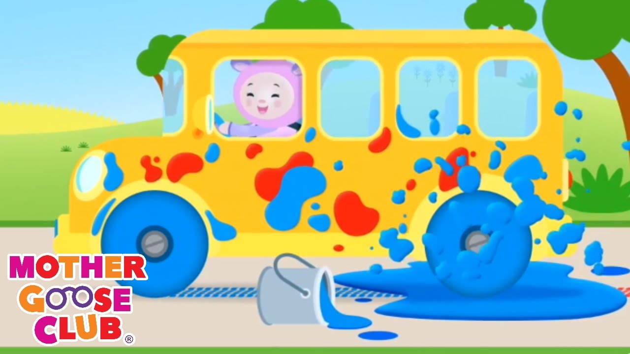 Wheels on the Bus Color Song | Learn Colors | Nursery Rhymes from Mother Goose Club! | Children
