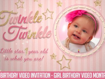 First Birthday Invitation Video Twinkle Twinkle Little Star – Baby Girl