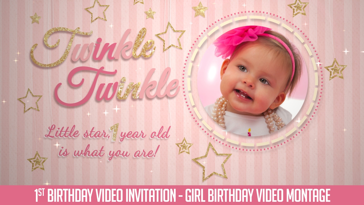 First Birthday Invitation Video Twinkle Twinkle Little Star – Baby Girl
