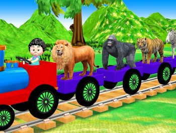 Animals Train Video For Kids | Wild Animals Cartoons For Children | Domestic Animals For Babies