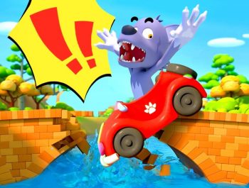 Big Bad Wolf Fell From Bridge | Monster Truck | Cars for Kids | Kids Songs | BabyBus