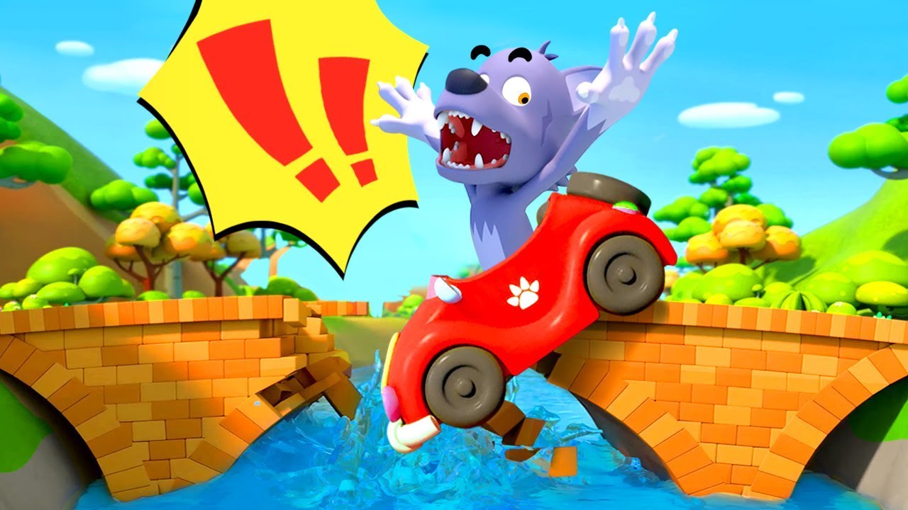 Big Bad Wolf Fell From Bridge | Monster Truck | Cars for Kids | Kids Songs | BabyBus