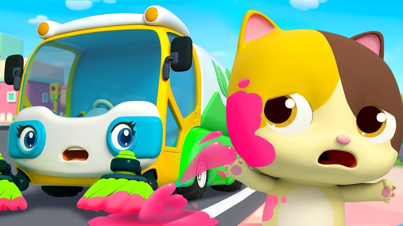 Street Sweeper’s Colorful Water | Fire Truck, Police Car | Nursery Rhymes | Kids Songs | BabyBus