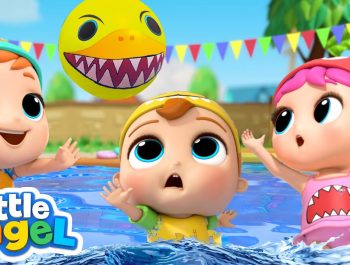 Baby Shark Doo Doo | Swimming Pool Games | Little Angel Kids Songs