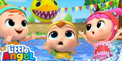 Baby Shark Doo Doo | Swimming Pool Games | Little Angel Kids Songs