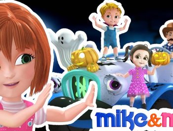 Wheels on the bus | Halloween songs for Children | Halloween Bus | Nursery Rhymes by Mike and Mia