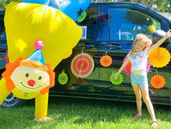 Nastya and her travels in a colored car