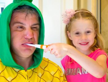 Nastya pretends to be a parent for dad