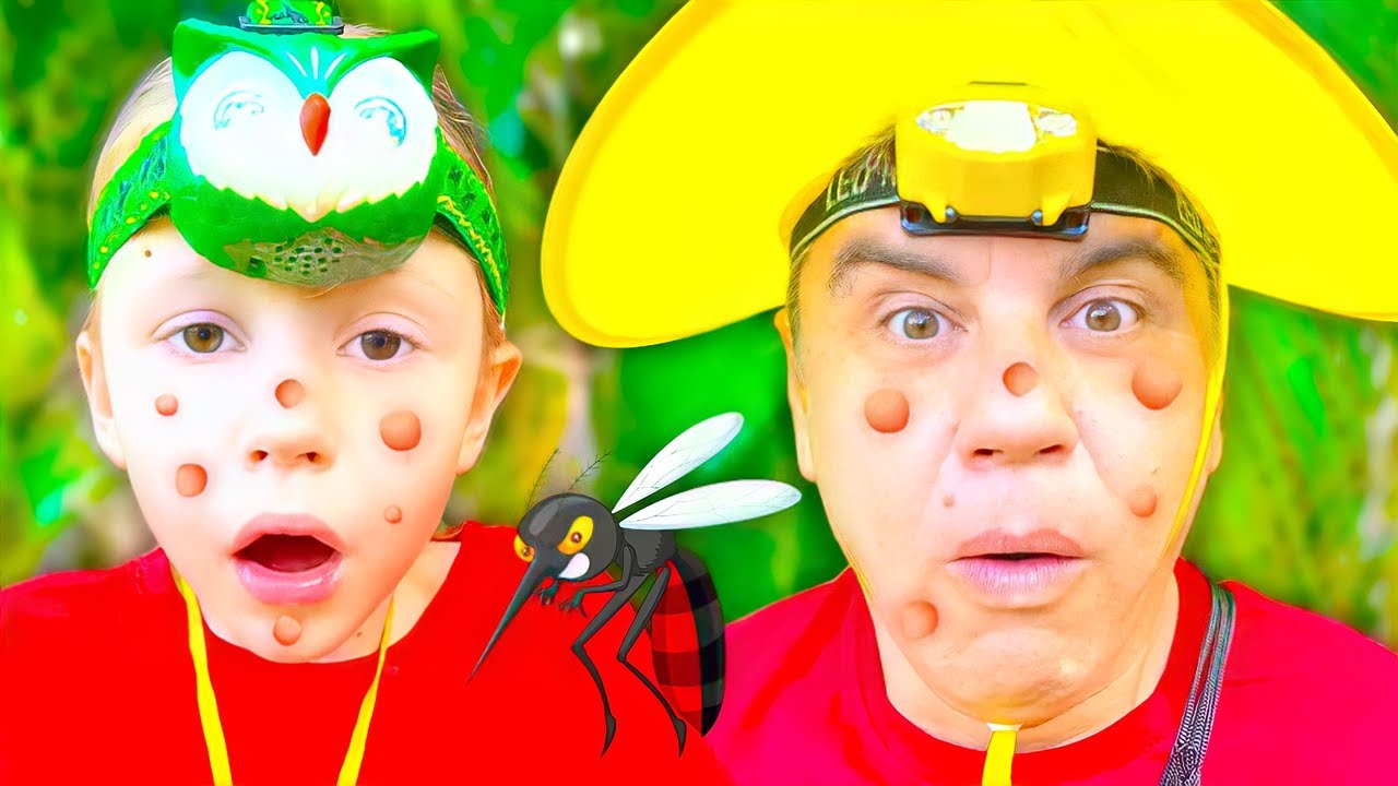 Nastya and Dad are pretending to play with Santa Claus