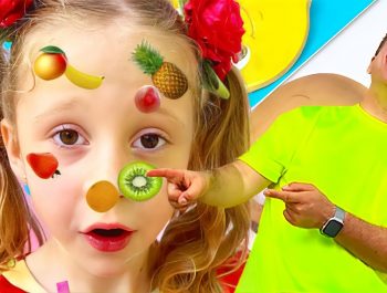 Nastya and Dad in the yummy Fruits and Vegetables dance challenge. Video for kids