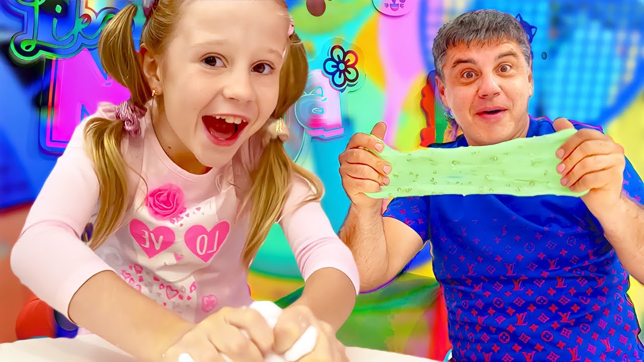 Nastya shares a recipe on how to make slime. Story for kids