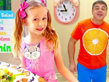 Nastya learn how to tell the time by the clock in Halloween. Story for kids.
