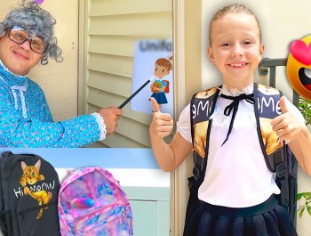 Nastya and dad in back to school story for kids.