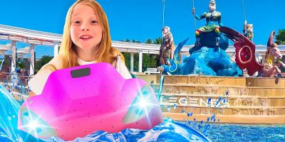 Nastya and dad have fun in the Land of Legends park