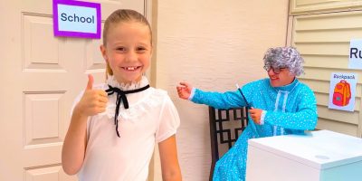 Nastya and dad are getting ready for school