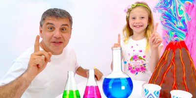 Nastya and dad conduct cool experiments like scientists